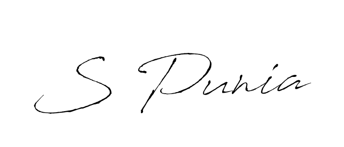 S Punia stylish signature style. Best Handwritten Sign (Antro_Vectra) for my name. Handwritten Signature Collection Ideas for my name S Punia. S Punia signature style 6 images and pictures png