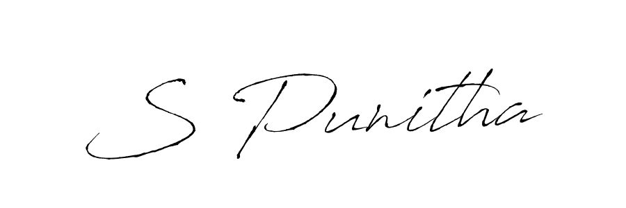 How to make S Punitha name signature. Use Antro_Vectra style for creating short signs online. This is the latest handwritten sign. S Punitha signature style 6 images and pictures png