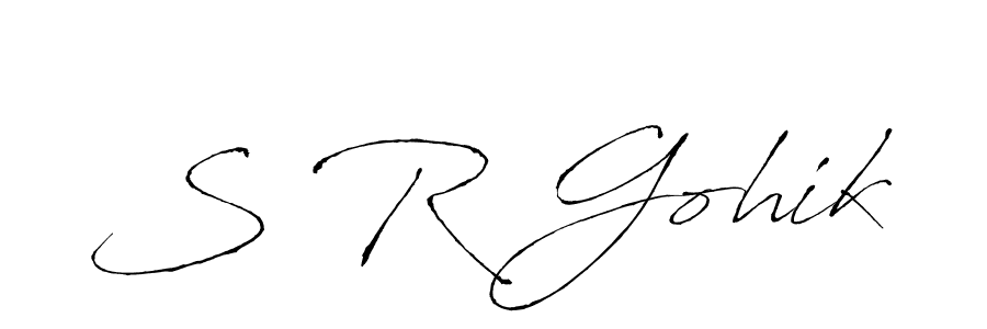 How to make S R Gohik name signature. Use Antro_Vectra style for creating short signs online. This is the latest handwritten sign. S R Gohik signature style 6 images and pictures png