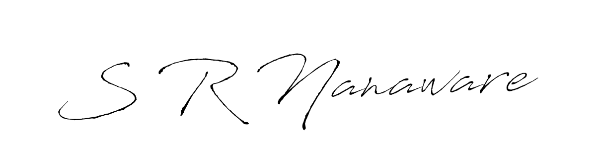 if you are searching for the best signature style for your name S R Nanaware. so please give up your signature search. here we have designed multiple signature styles  using Antro_Vectra. S R Nanaware signature style 6 images and pictures png