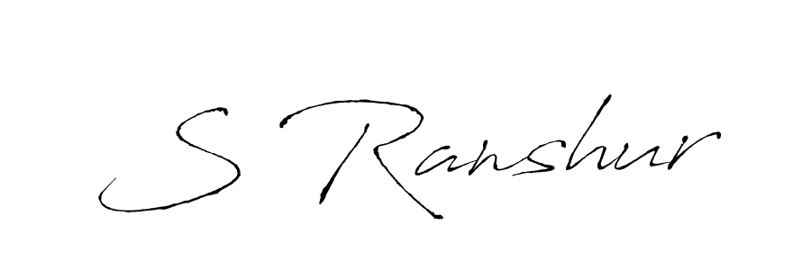 How to make S Ranshur name signature. Use Antro_Vectra style for creating short signs online. This is the latest handwritten sign. S Ranshur signature style 6 images and pictures png