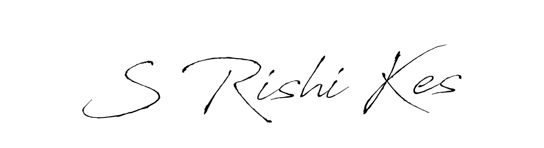 The best way (Antro_Vectra) to make a short signature is to pick only two or three words in your name. The name S Rishi Kes include a total of six letters. For converting this name. S Rishi Kes signature style 6 images and pictures png