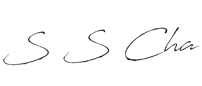 The best way (Antro_Vectra) to make a short signature is to pick only two or three words in your name. The name S S Cha include a total of six letters. For converting this name. S S Cha signature style 6 images and pictures png