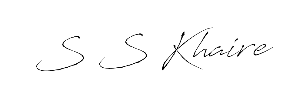 The best way (Antro_Vectra) to make a short signature is to pick only two or three words in your name. The name S S Khaire include a total of six letters. For converting this name. S S Khaire signature style 6 images and pictures png