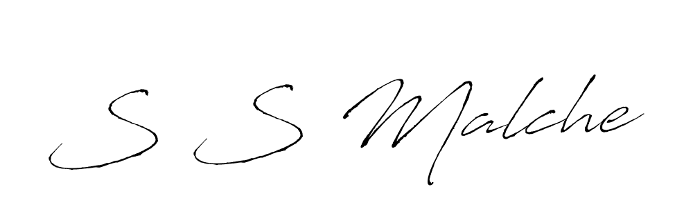 Use a signature maker to create a handwritten signature online. With this signature software, you can design (Antro_Vectra) your own signature for name S S Malche. S S Malche signature style 6 images and pictures png