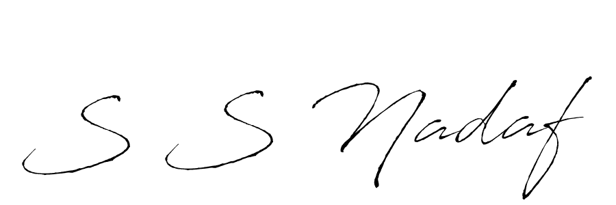 The best way (Antro_Vectra) to make a short signature is to pick only two or three words in your name. The name S S Nadaf include a total of six letters. For converting this name. S S Nadaf signature style 6 images and pictures png