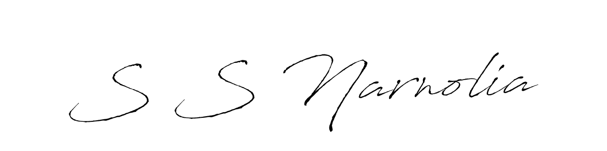 Use a signature maker to create a handwritten signature online. With this signature software, you can design (Antro_Vectra) your own signature for name S S Narnolia. S S Narnolia signature style 6 images and pictures png