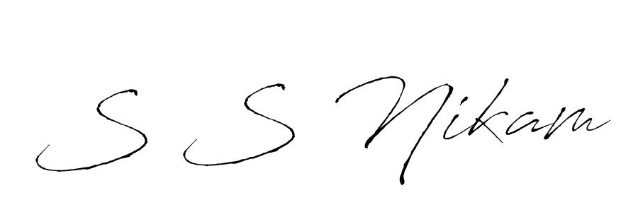 How to make S S Nikam name signature. Use Antro_Vectra style for creating short signs online. This is the latest handwritten sign. S S Nikam signature style 6 images and pictures png