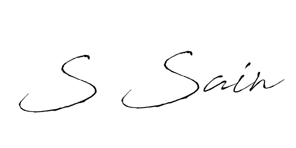 You should practise on your own different ways (Antro_Vectra) to write your name (S Sain) in signature. don't let someone else do it for you. S Sain signature style 6 images and pictures png