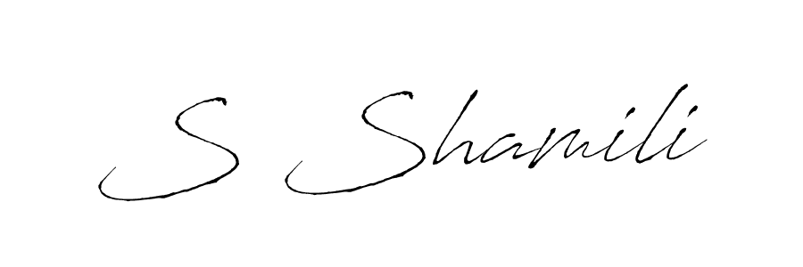 if you are searching for the best signature style for your name S Shamili. so please give up your signature search. here we have designed multiple signature styles  using Antro_Vectra. S Shamili signature style 6 images and pictures png