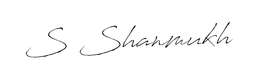 How to make S Shanmukh name signature. Use Antro_Vectra style for creating short signs online. This is the latest handwritten sign. S Shanmukh signature style 6 images and pictures png
