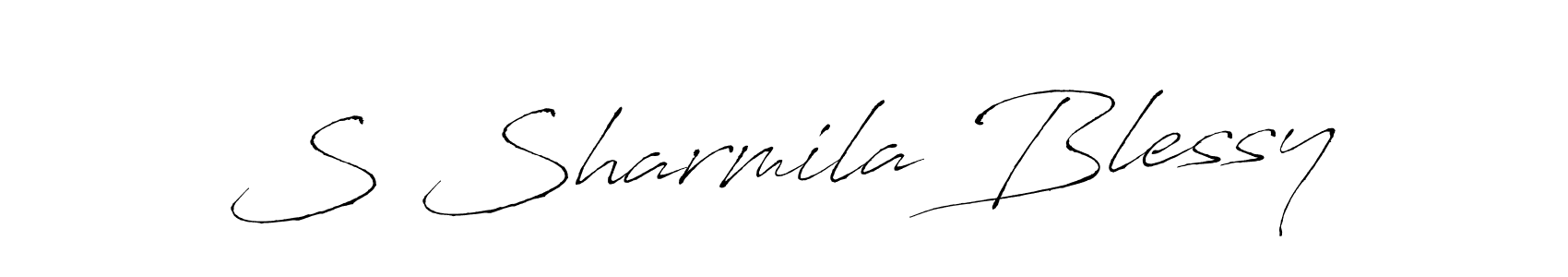 Create a beautiful signature design for name S Sharmila Blessy. With this signature (Antro_Vectra) fonts, you can make a handwritten signature for free. S Sharmila Blessy signature style 6 images and pictures png