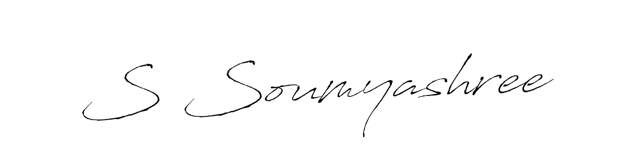 The best way (Antro_Vectra) to make a short signature is to pick only two or three words in your name. The name S Soumyashree include a total of six letters. For converting this name. S Soumyashree signature style 6 images and pictures png