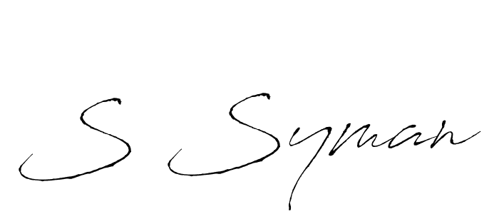 The best way (Antro_Vectra) to make a short signature is to pick only two or three words in your name. The name S Syman include a total of six letters. For converting this name. S Syman signature style 6 images and pictures png