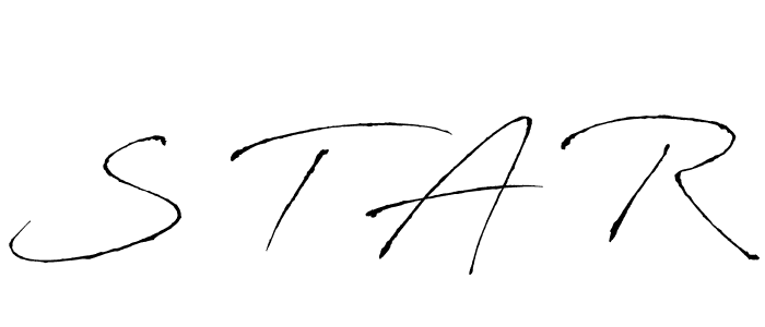 Make a beautiful signature design for name S T A R. With this signature (Antro_Vectra) style, you can create a handwritten signature for free. S T A R signature style 6 images and pictures png