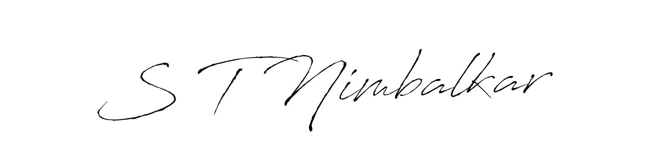 How to make S T Nimbalkar name signature. Use Antro_Vectra style for creating short signs online. This is the latest handwritten sign. S T Nimbalkar signature style 6 images and pictures png