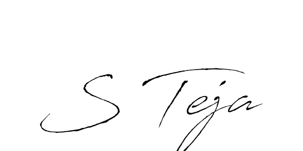 The best way (Antro_Vectra) to make a short signature is to pick only two or three words in your name. The name S Teja include a total of six letters. For converting this name. S Teja signature style 6 images and pictures png