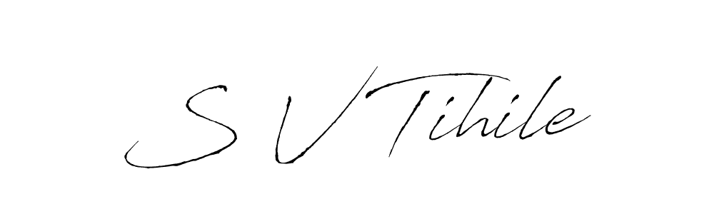 The best way (Antro_Vectra) to make a short signature is to pick only two or three words in your name. The name S V Tihile include a total of six letters. For converting this name. S V Tihile signature style 6 images and pictures png