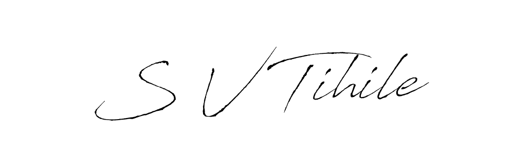 The best way (Antro_Vectra) to make a short signature is to pick only two or three words in your name. The name S V Tihile include a total of six letters. For converting this name. S V Tihile signature style 6 images and pictures png