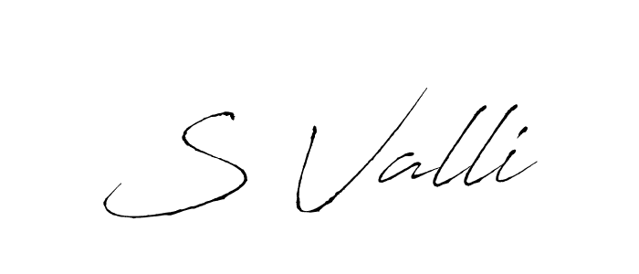 The best way (Antro_Vectra) to make a short signature is to pick only two or three words in your name. The name S Valli include a total of six letters. For converting this name. S Valli signature style 6 images and pictures png