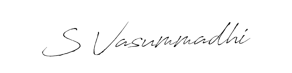 Create a beautiful signature design for name S Vasummadhi. With this signature (Antro_Vectra) fonts, you can make a handwritten signature for free. S Vasummadhi signature style 6 images and pictures png