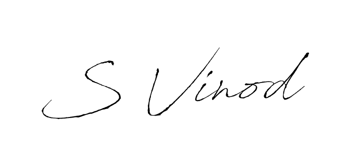 Make a beautiful signature design for name S Vinod. With this signature (Antro_Vectra) style, you can create a handwritten signature for free. S Vinod signature style 6 images and pictures png