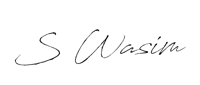 S Wasim stylish signature style. Best Handwritten Sign (Antro_Vectra) for my name. Handwritten Signature Collection Ideas for my name S Wasim. S Wasim signature style 6 images and pictures png