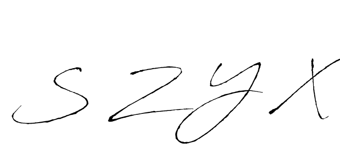 How to make S Z Y X signature? Antro_Vectra is a professional autograph style. Create handwritten signature for S Z Y X name. S Z Y X signature style 6 images and pictures png