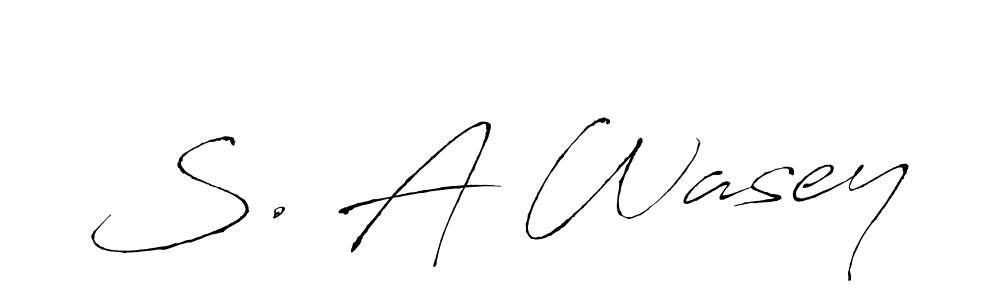 How to make S. A Wasey name signature. Use Antro_Vectra style for creating short signs online. This is the latest handwritten sign. S. A Wasey signature style 6 images and pictures png