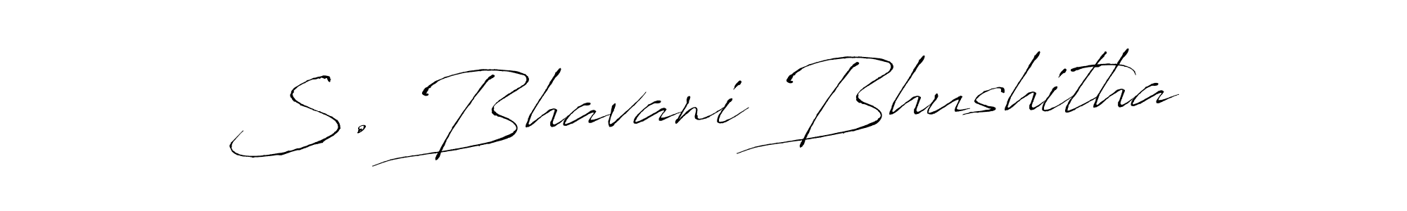 The best way (Antro_Vectra) to make a short signature is to pick only two or three words in your name. The name S. Bhavani Bhushitha include a total of six letters. For converting this name. S. Bhavani Bhushitha signature style 6 images and pictures png