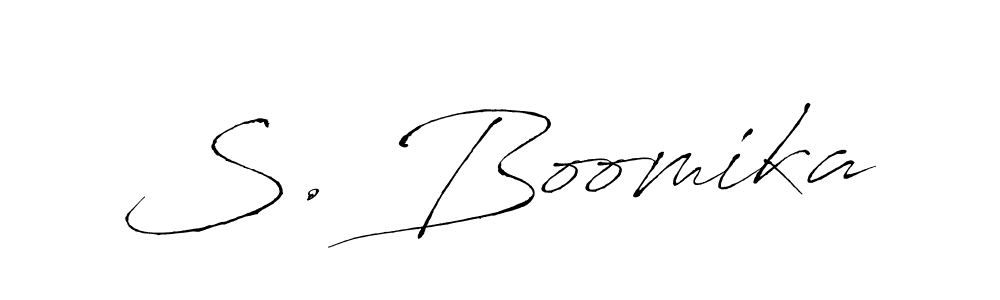 The best way (Antro_Vectra) to make a short signature is to pick only two or three words in your name. The name S. Boomika include a total of six letters. For converting this name. S. Boomika signature style 6 images and pictures png