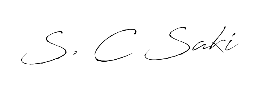 How to make S. C Saki name signature. Use Antro_Vectra style for creating short signs online. This is the latest handwritten sign. S. C Saki signature style 6 images and pictures png