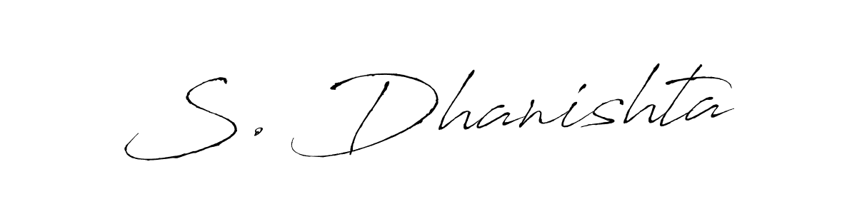 if you are searching for the best signature style for your name S. Dhanishta. so please give up your signature search. here we have designed multiple signature styles  using Antro_Vectra. S. Dhanishta signature style 6 images and pictures png