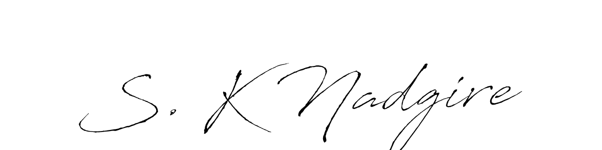 Design your own signature with our free online signature maker. With this signature software, you can create a handwritten (Antro_Vectra) signature for name S. K Nadgire. S. K Nadgire signature style 6 images and pictures png