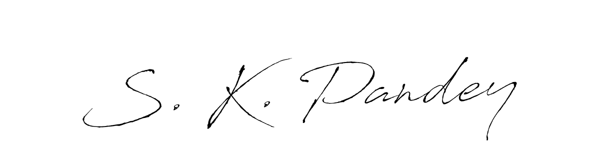 How to make S. K. Pandey name signature. Use Antro_Vectra style for creating short signs online. This is the latest handwritten sign. S. K. Pandey signature style 6 images and pictures png