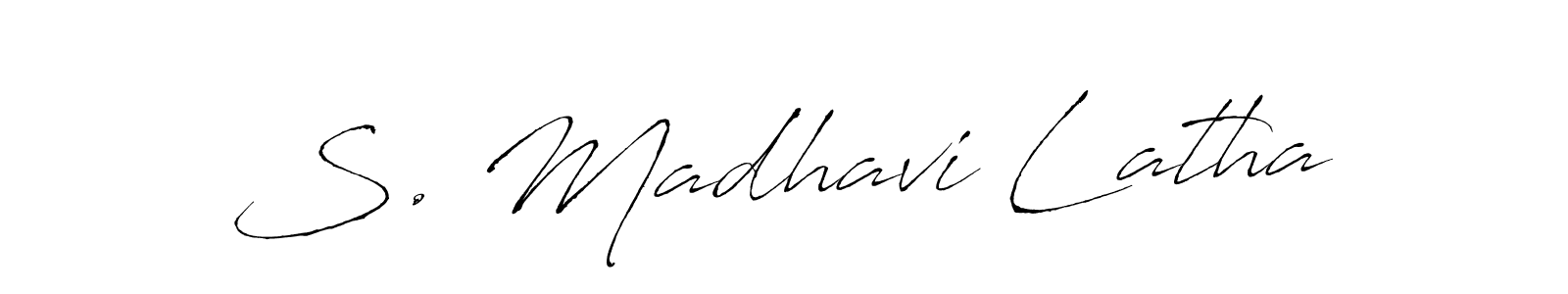 How to make S. Madhavi Latha name signature. Use Antro_Vectra style for creating short signs online. This is the latest handwritten sign. S. Madhavi Latha signature style 6 images and pictures png