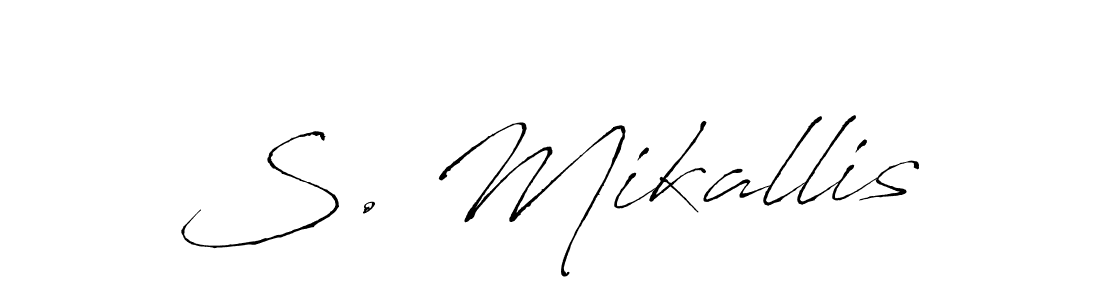 Antro_Vectra is a professional signature style that is perfect for those who want to add a touch of class to their signature. It is also a great choice for those who want to make their signature more unique. Get S. Mikallis name to fancy signature for free. S. Mikallis signature style 6 images and pictures png