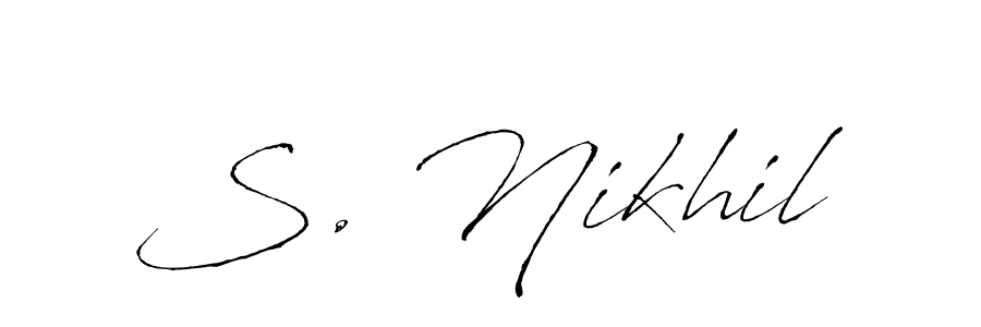 The best way (Antro_Vectra) to make a short signature is to pick only two or three words in your name. The name S. Nikhil include a total of six letters. For converting this name. S. Nikhil signature style 6 images and pictures png