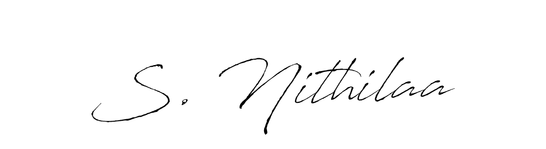 This is the best signature style for the S. Nithilaa name. Also you like these signature font (Antro_Vectra). Mix name signature. S. Nithilaa signature style 6 images and pictures png