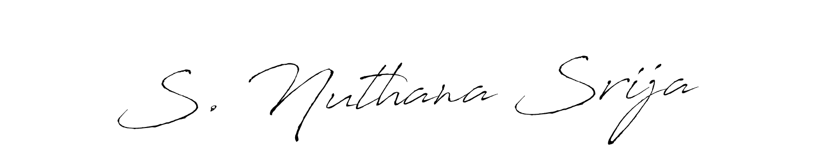Make a short S. Nuthana Srija signature style. Manage your documents anywhere anytime using Antro_Vectra. Create and add eSignatures, submit forms, share and send files easily. S. Nuthana Srija signature style 6 images and pictures png