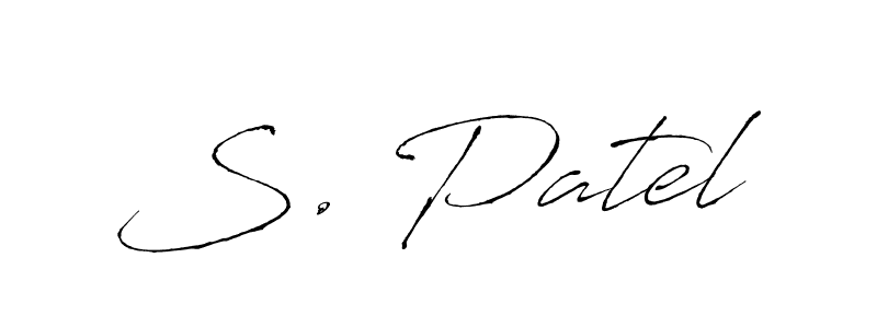 if you are searching for the best signature style for your name S. Patel. so please give up your signature search. here we have designed multiple signature styles  using Antro_Vectra. S. Patel signature style 6 images and pictures png