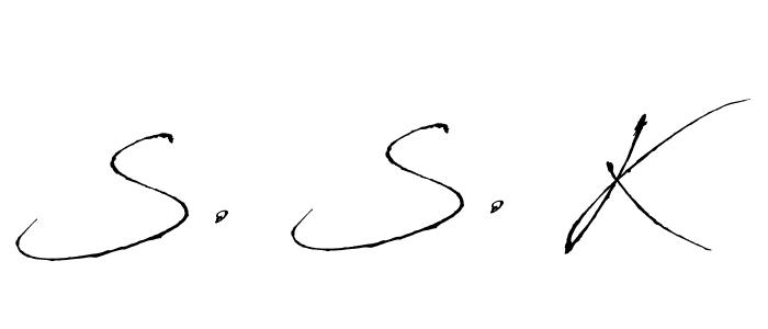 The best way (Antro_Vectra) to make a short signature is to pick only two or three words in your name. The name S. S. K include a total of six letters. For converting this name. S. S. K signature style 6 images and pictures png