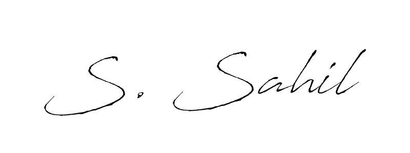 This is the best signature style for the S. Sahil name. Also you like these signature font (Antro_Vectra). Mix name signature. S. Sahil signature style 6 images and pictures png