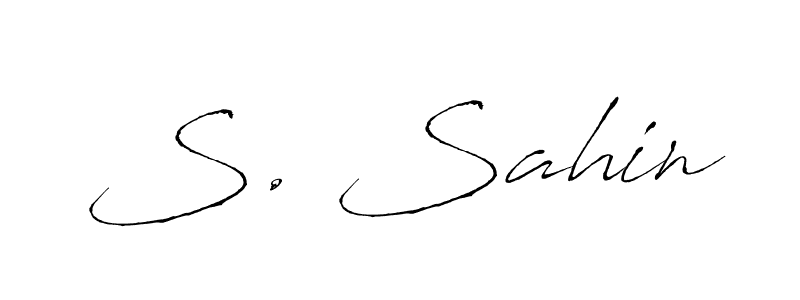 if you are searching for the best signature style for your name S. Sahin. so please give up your signature search. here we have designed multiple signature styles  using Antro_Vectra. S. Sahin signature style 6 images and pictures png