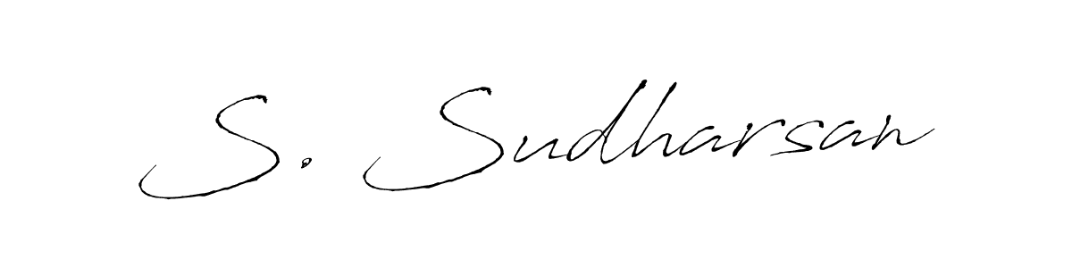 The best way (Antro_Vectra) to make a short signature is to pick only two or three words in your name. The name S. Sudharsan include a total of six letters. For converting this name. S. Sudharsan signature style 6 images and pictures png