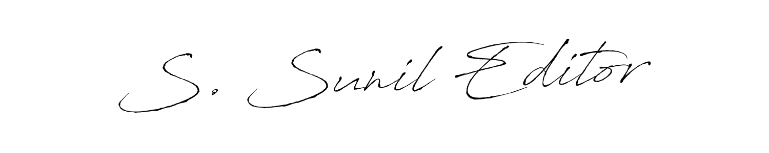 Antro_Vectra is a professional signature style that is perfect for those who want to add a touch of class to their signature. It is also a great choice for those who want to make their signature more unique. Get S. Sunil Editor name to fancy signature for free. S. Sunil Editor signature style 6 images and pictures png