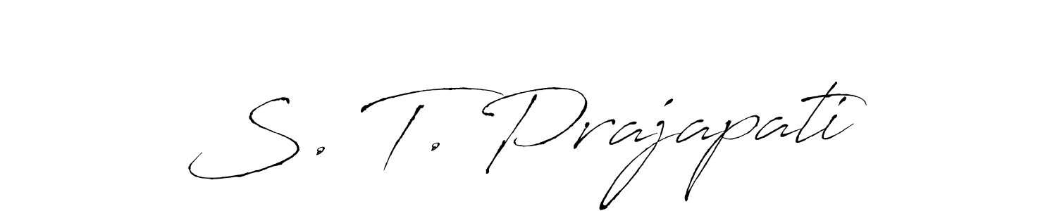 if you are searching for the best signature style for your name S. T. Prajapati. so please give up your signature search. here we have designed multiple signature styles  using Antro_Vectra. S. T. Prajapati signature style 6 images and pictures png