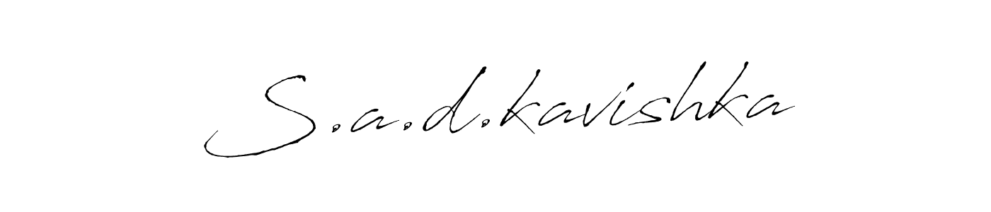 How to make S.a.d.kavishka name signature. Use Antro_Vectra style for creating short signs online. This is the latest handwritten sign. S.a.d.kavishka signature style 6 images and pictures png
