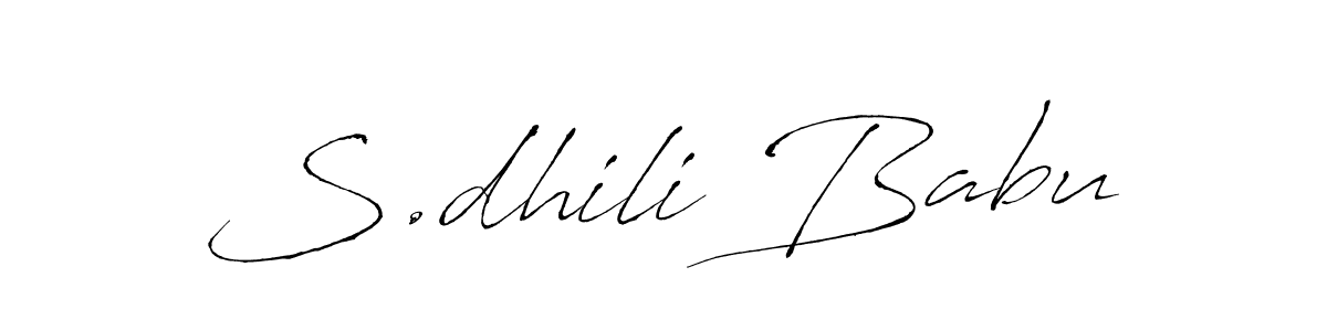 Antro_Vectra is a professional signature style that is perfect for those who want to add a touch of class to their signature. It is also a great choice for those who want to make their signature more unique. Get S.dhili Babu name to fancy signature for free. S.dhili Babu signature style 6 images and pictures png