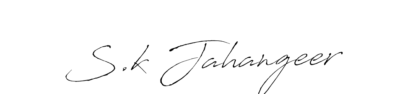 Create a beautiful signature design for name S.k Jahangeer. With this signature (Antro_Vectra) fonts, you can make a handwritten signature for free. S.k Jahangeer signature style 6 images and pictures png